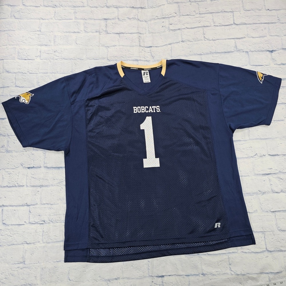 Montana State Bobcats Russell Jersey MENS 2XL Navy Blue Football #1 Mesh Y2K